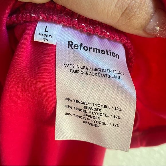 Reformation Raydon Dress Off Shoulder Rouched Corvette Hot Pink Barbie - Picture 9 of 10